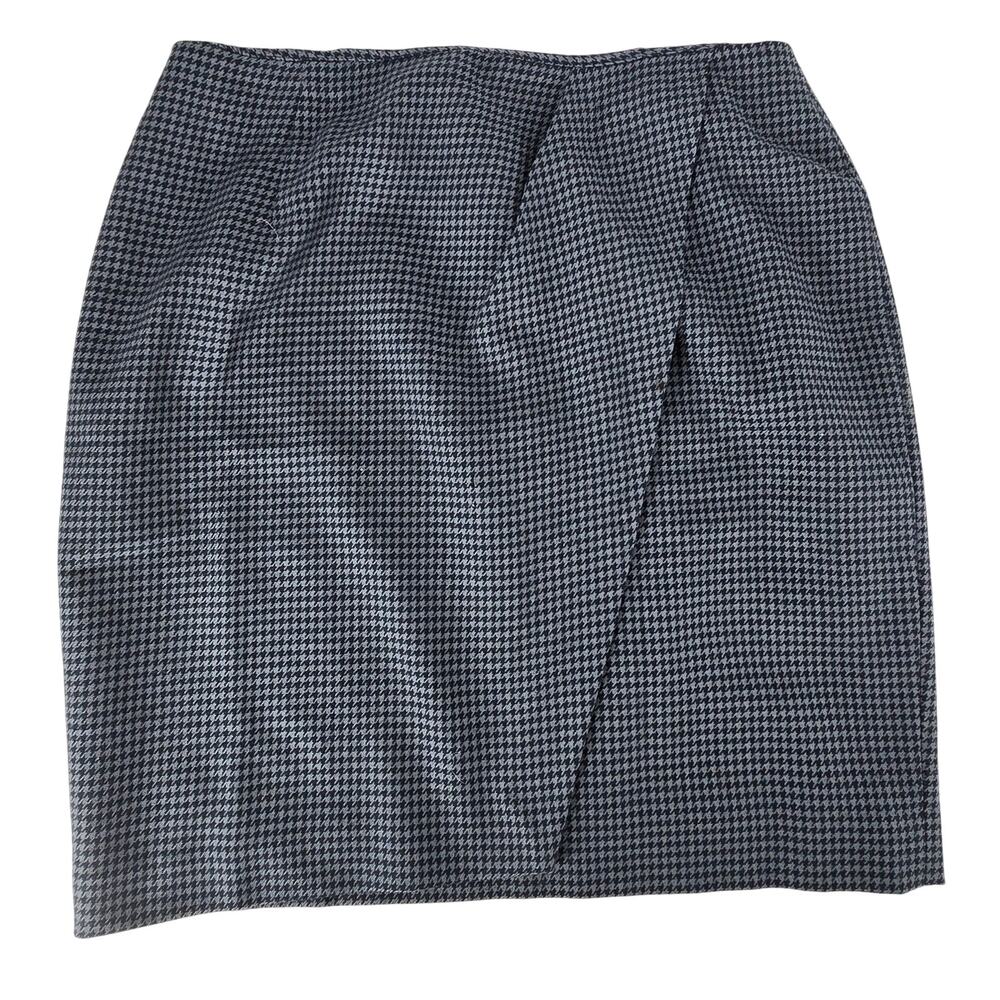 Vintage Jones New York Houndstooth 100% Wool Tulip Skirt Dark Academia Womens 16